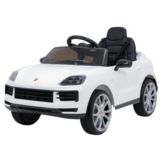 JOKO Elektrické Autíčko Porsche Cayenne, penové kolesá, kožené sedadlo, biele
