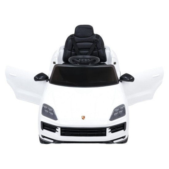 JOKO Elektrické Autíčko Porsche Cayenne, penové kolesá, kožené sedadlo, biele