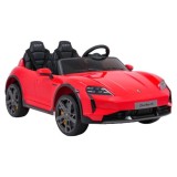 JOKO Elektrické autíčko Porsche Taycan Turbo S, penové kolesá, kožené sedadlo, červené