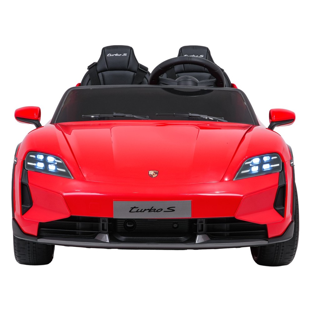 JOKO Elektrické autíčko Porsche Taycan Turbo S, penové kolesá, kožené sedadlo, červené