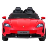 JOKO Elektrické autíčko Porsche Taycan Turbo S, penové kolesá, kožené sedadlo, červené