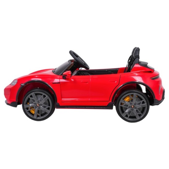 JOKO Elektrické autíčko Porsche Taycan Turbo S, penové kolesá, kožené sedadlo, červené