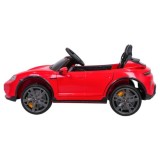 JOKO Elektrické autíčko Porsche Taycan Turbo S, penové kolesá, kožené sedadlo, červené