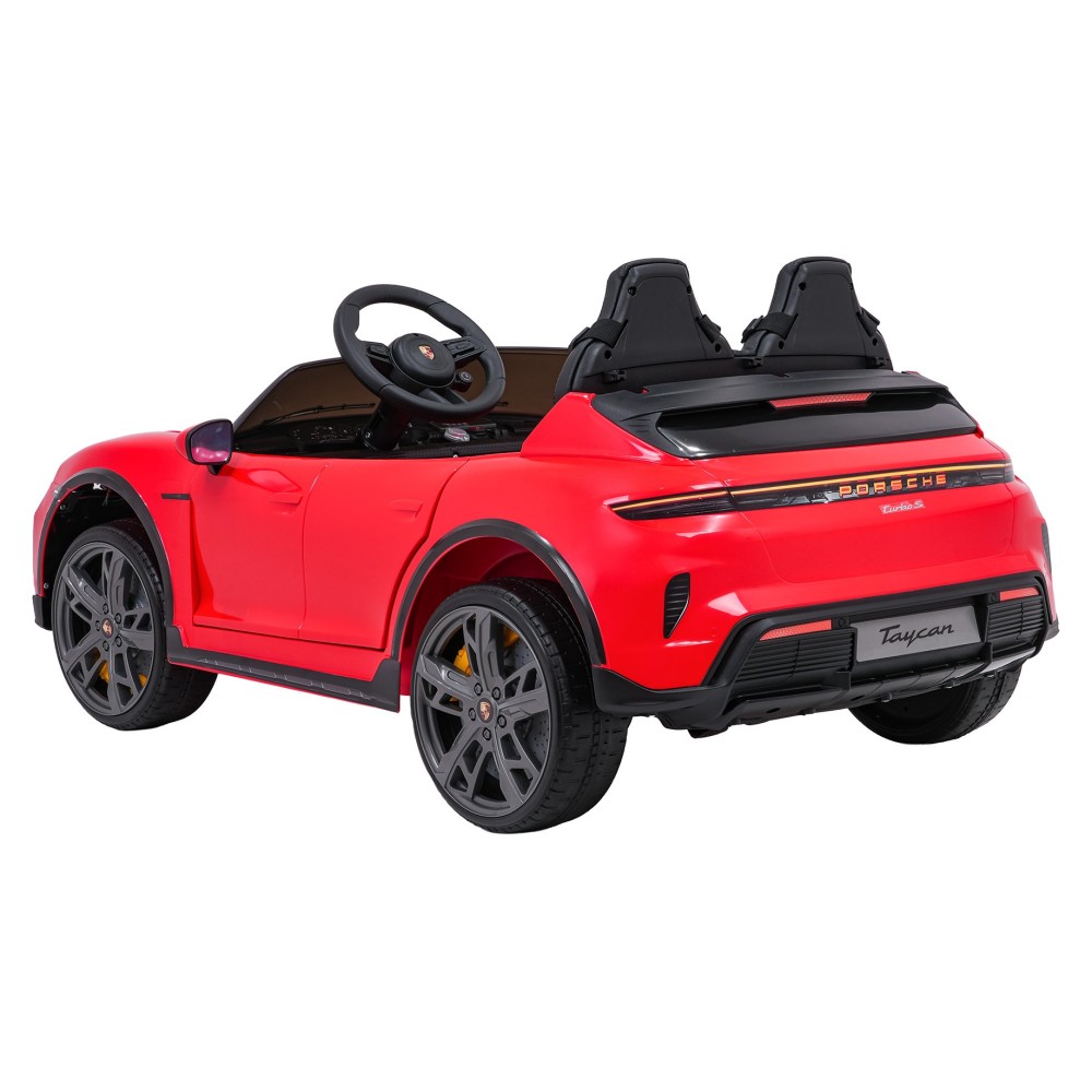 JOKO Elektrické autíčko Porsche Taycan Turbo S, penové kolesá, kožené sedadlo, červené