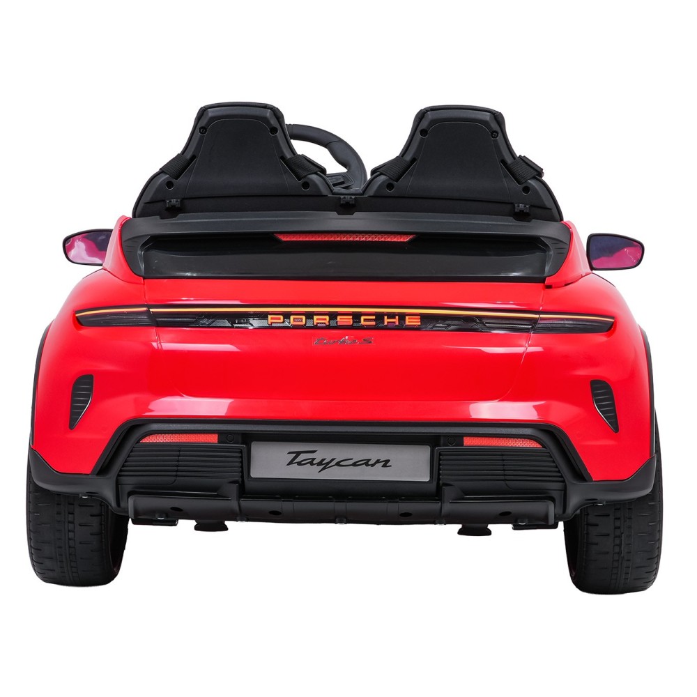 JOKO Elektrické autíčko Porsche Taycan Turbo S, penové kolesá, kožené sedadlo, červené