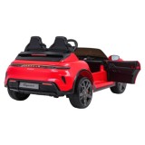 JOKO Elektrické autíčko Porsche Taycan Turbo S, penové kolesá, kožené sedadlo, červené