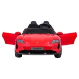 JOKO Elektrické autíčko Porsche Taycan Turbo S, penové kolesá, kožené sedadlo, červené