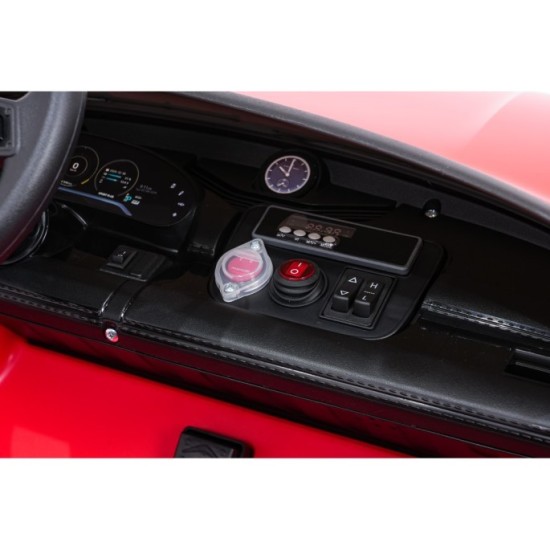 JOKO Elektrické autíčko Porsche Taycan Turbo S, penové kolesá, kožené sedadlo, červené