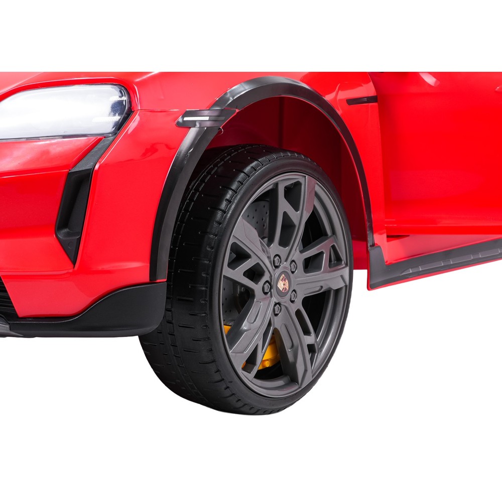 JOKO Elektrické autíčko Porsche Taycan Turbo S, penové kolesá, kožené sedadlo, červené
