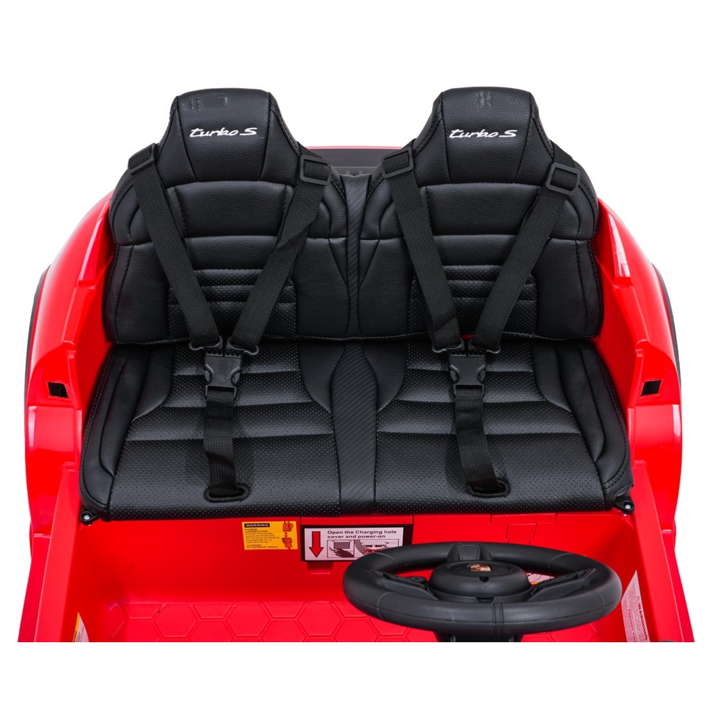 JOKO Elektrické autíčko Porsche Taycan Turbo S, penové kolesá, kožené sedadlo, červené