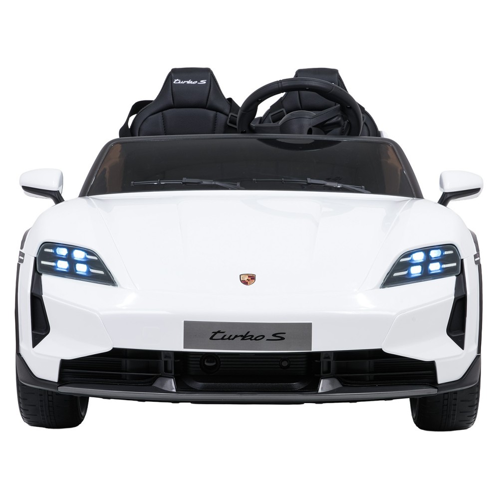 JOKO Elektrické autíčko Porsche Taycan Turbo S, penové kolesá, kožené sedadlo, biele
