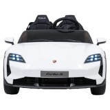JOKO Elektrické autíčko Porsche Taycan Turbo S, penové kolesá, kožené sedadlo, biele