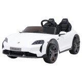 JOKO Elektrické autíčko Porsche Taycan Turbo S, penové kolesá, kožené sedadlo, biele