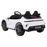 JOKO Elektrické autíčko Porsche Taycan Turbo S, penové kolesá, kožené sedadlo, biele