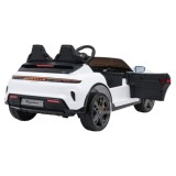 JOKO Elektrické autíčko Porsche Taycan Turbo S, penové kolesá, kožené sedadlo, biele