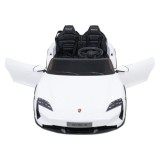 JOKO Elektrické autíčko Porsche Taycan Turbo S, penové kolesá, kožené sedadlo, biele