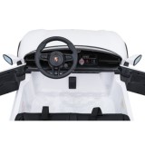 JOKO Elektrické autíčko Porsche Taycan Turbo S, penové kolesá, kožené sedadlo, biele