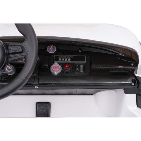 JOKO Elektrické autíčko Porsche Taycan Turbo S, penové kolesá, kožené sedadlo, biele