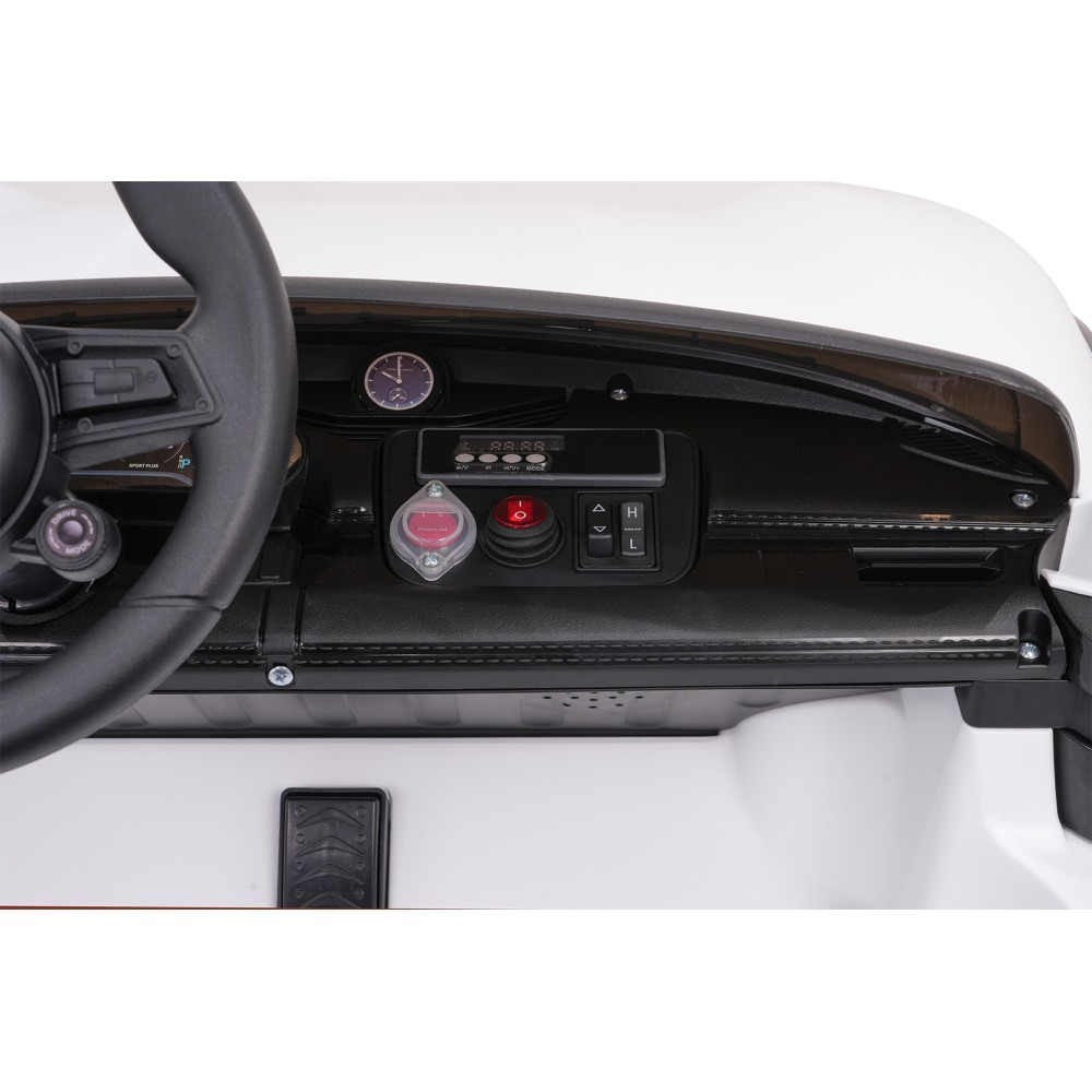 JOKO Elektrické autíčko Porsche Taycan Turbo S, penové kolesá, kožené sedadlo, biele
