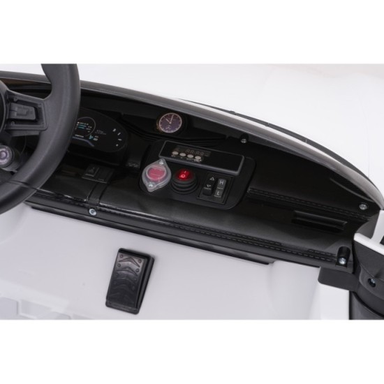 JOKO Elektrické autíčko Porsche Taycan Turbo S, penové kolesá, kožené sedadlo, biele