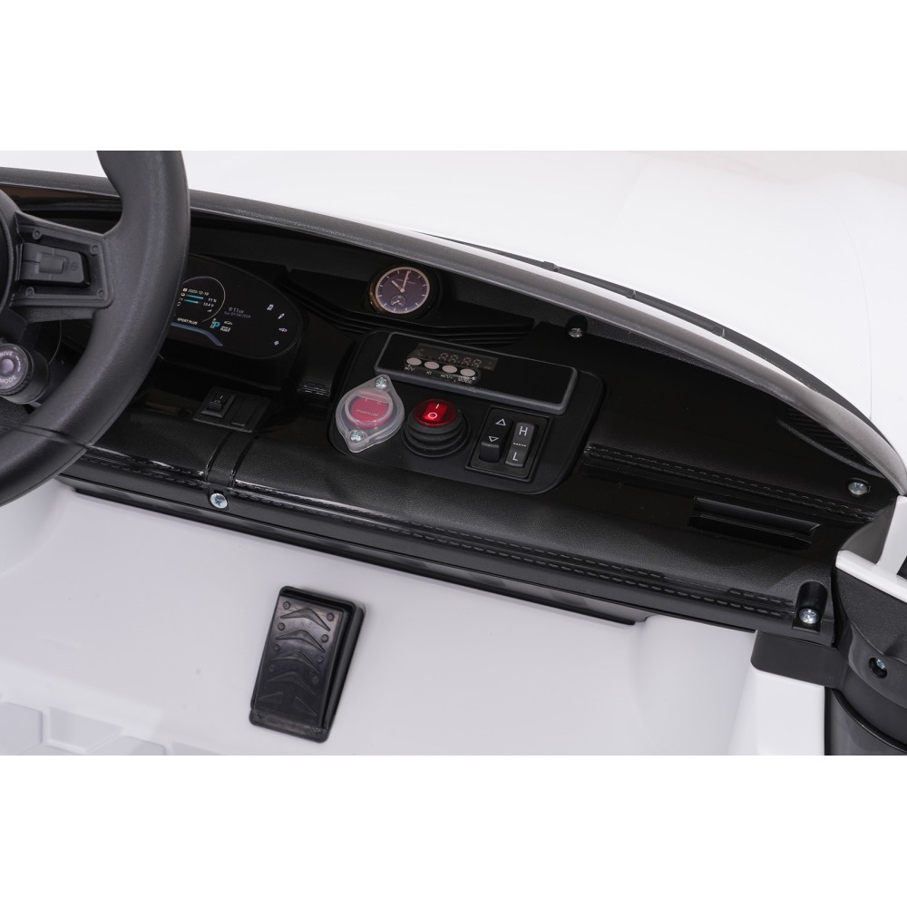 JOKO Elektrické autíčko Porsche Taycan Turbo S, penové kolesá, kožené sedadlo, biele