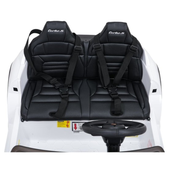 JOKO Elektrické autíčko Porsche Taycan Turbo S, penové kolesá, kožené sedadlo, biele