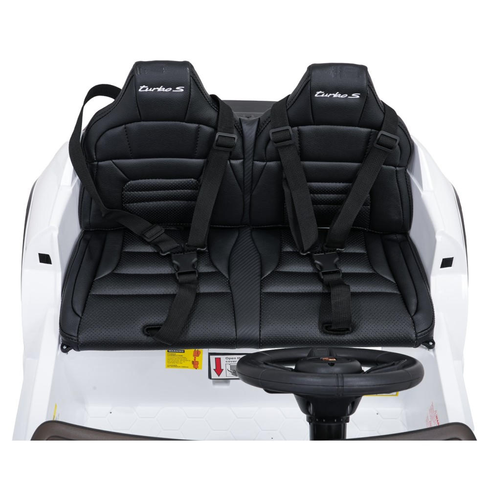 JOKO Elektrické autíčko Porsche Taycan Turbo S, penové kolesá, kožené sedadlo, biele