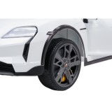 JOKO Elektrické autíčko Porsche Taycan Turbo S, penové kolesá, kožené sedadlo, biele