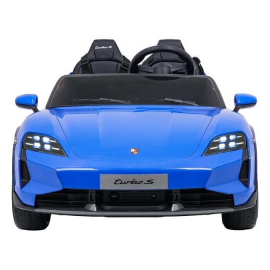 JOKO Elektrické autíčko Porsche Taycan Turbo S, penové kolesá, kožené sedadlo, modré