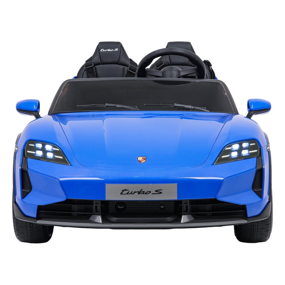 JOKO Elektrické autíčko Porsche Taycan Turbo S, penové kolesá, kožené sedadlo, modré