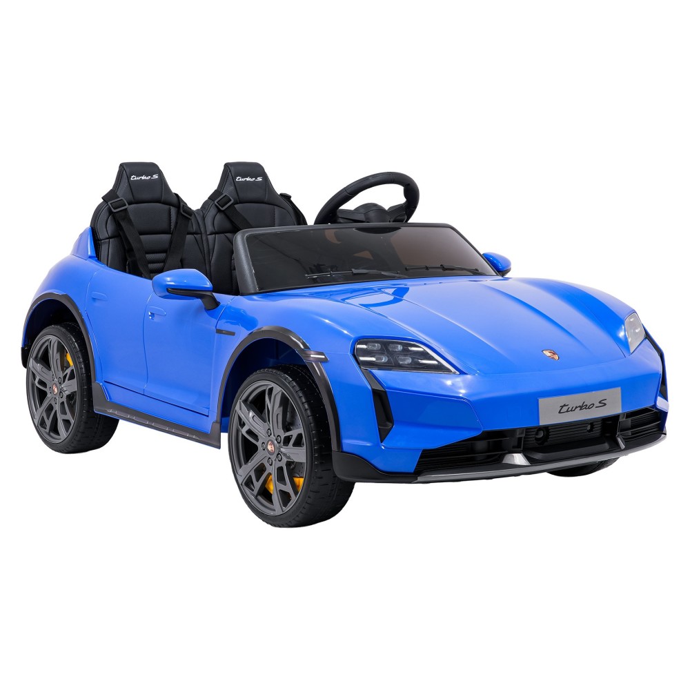 JOKO Elektrické autíčko Porsche Taycan Turbo S, penové kolesá, kožené sedadlo, modré