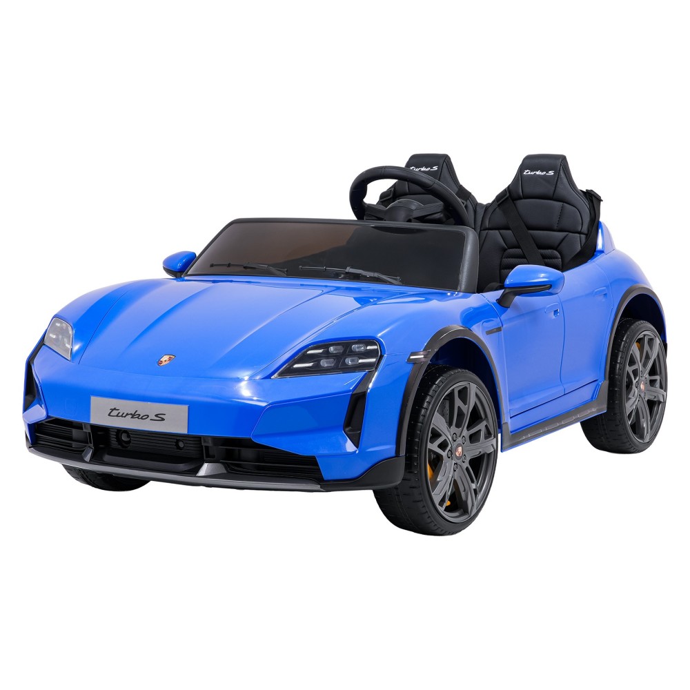 JOKO Elektrické autíčko Porsche Taycan Turbo S, penové kolesá, kožené sedadlo, modré