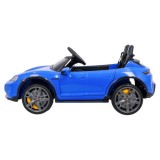 JOKO Elektrické autíčko Porsche Taycan Turbo S, penové kolesá, kožené sedadlo, modré