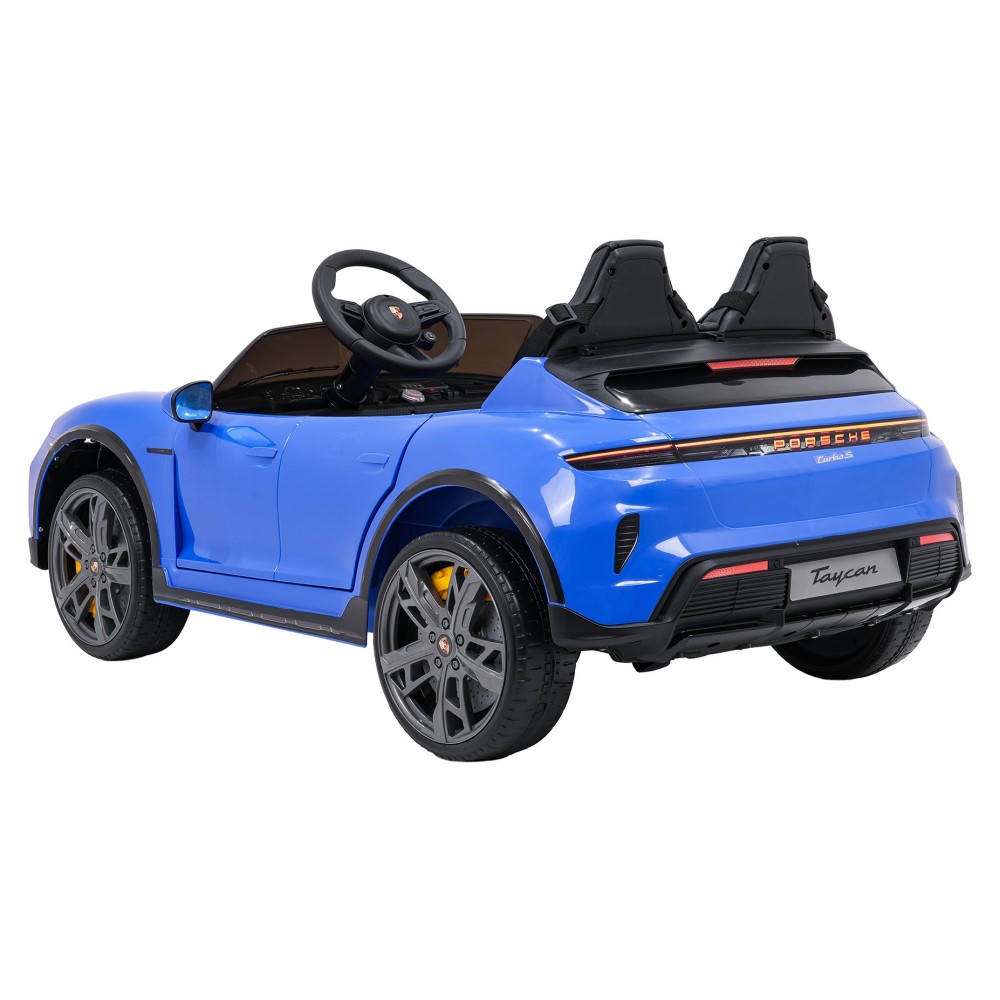 JOKO Elektrické autíčko Porsche Taycan Turbo S, penové kolesá, kožené sedadlo, modré