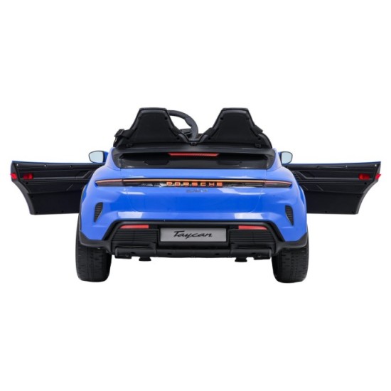 JOKO Elektrické autíčko Porsche Taycan Turbo S, penové kolesá, kožené sedadlo, modré