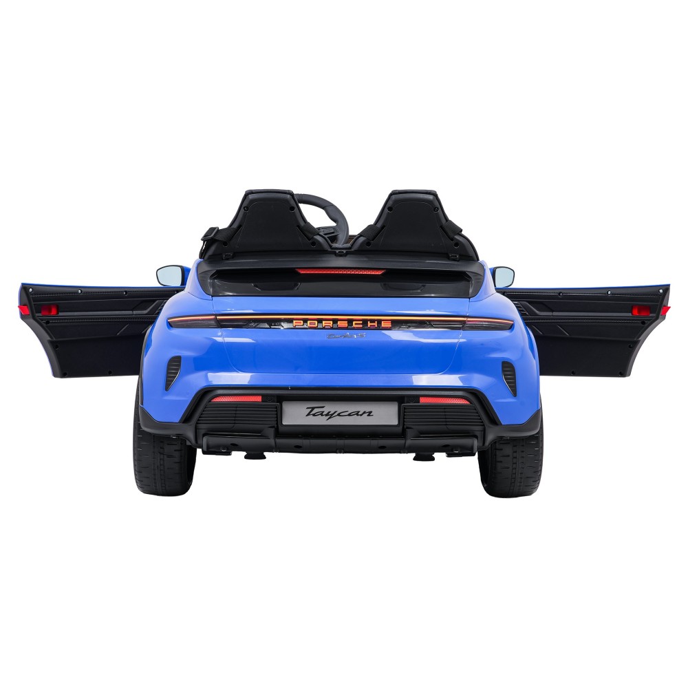 JOKO Elektrické autíčko Porsche Taycan Turbo S, penové kolesá, kožené sedadlo, modré