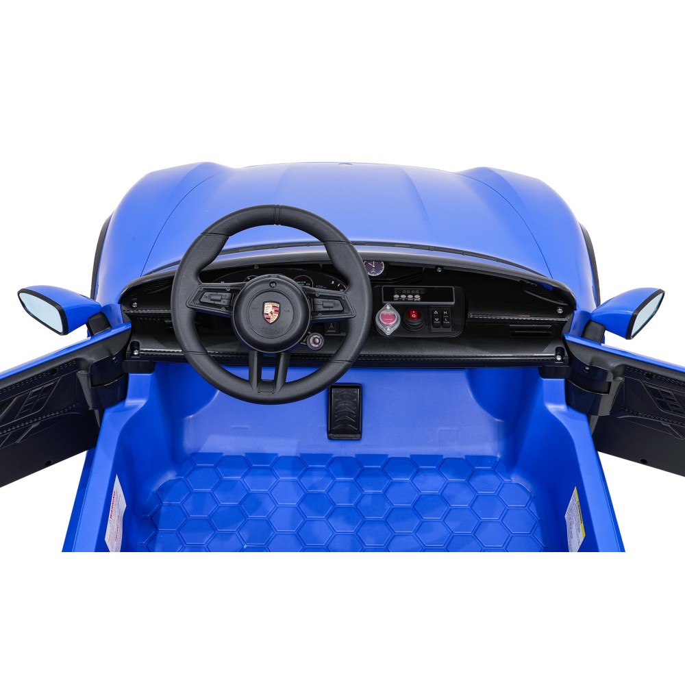 JOKO Elektrické autíčko Porsche Taycan Turbo S, penové kolesá, kožené sedadlo, modré