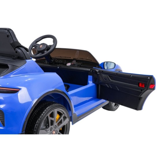 JOKO Elektrické autíčko Porsche Taycan Turbo S, penové kolesá, kožené sedadlo, modré