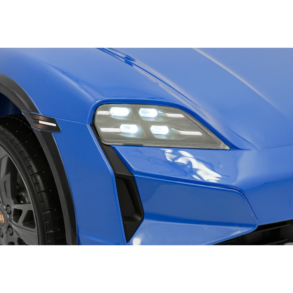JOKO Elektrické autíčko Porsche Taycan Turbo S, penové kolesá, kožené sedadlo, modré