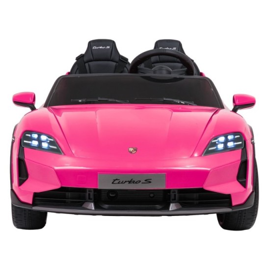 JOKO Elektrické autíčko Porsche Taycan Turbo S, penové kolesá, kožené sedadlo, ružoové