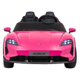 JOKO Elektrické autíčko Porsche Taycan Turbo S, penové kolesá, kožené sedadlo, ružoové
