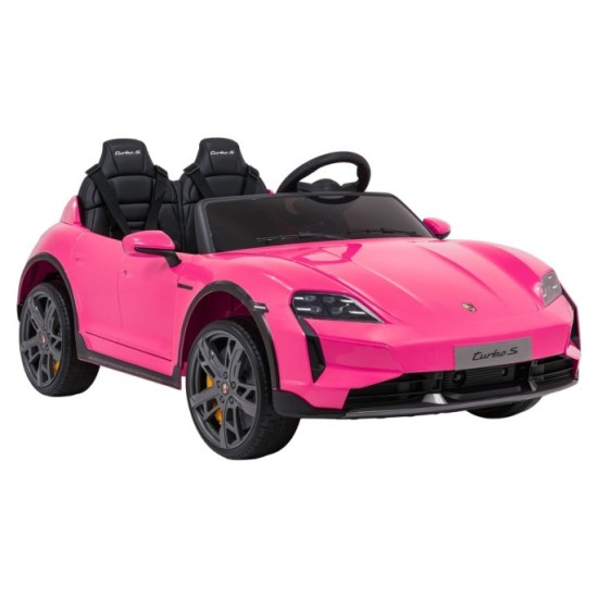 JOKO Elektrické autíčko Porsche Taycan Turbo S, penové kolesá, kožené sedadlo, ružoové