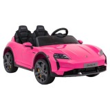JOKO Elektrické autíčko Porsche Taycan Turbo S, penové kolesá, kožené sedadlo, ružoové
