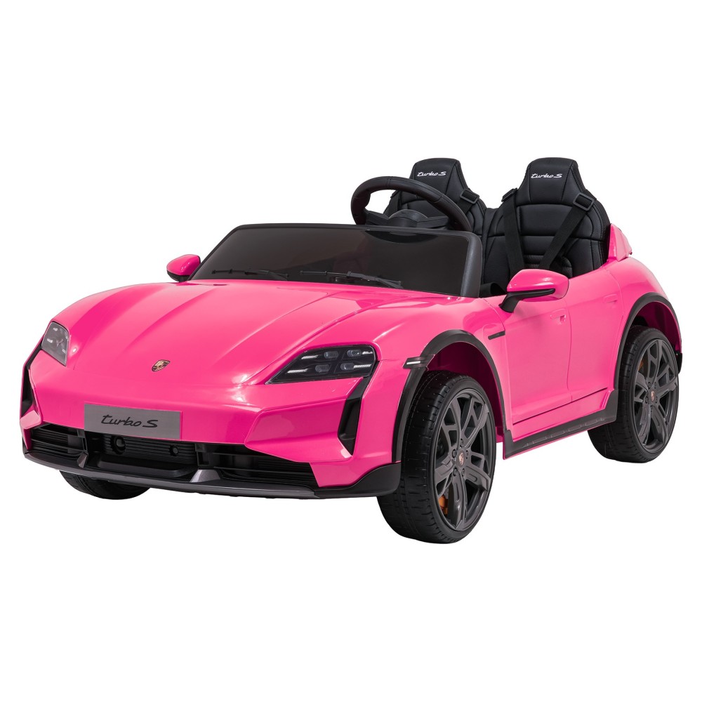 JOKO Elektrické autíčko Porsche Taycan Turbo S, penové kolesá, kožené sedadlo, ružoové