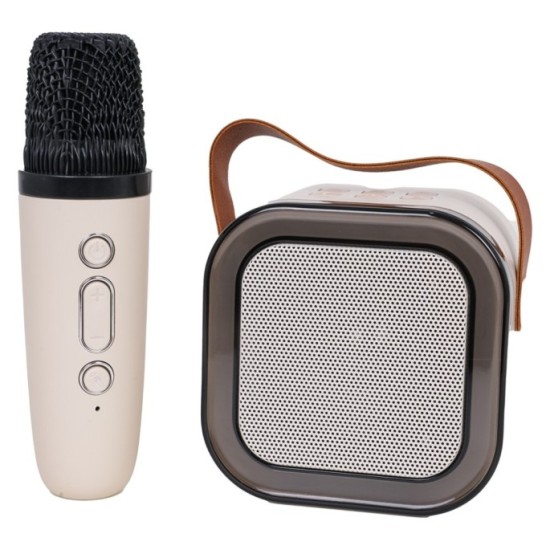 JOKO Karaoke Reproduktor s Mikrofónom a LED svetlom + Kožená rukoväť
