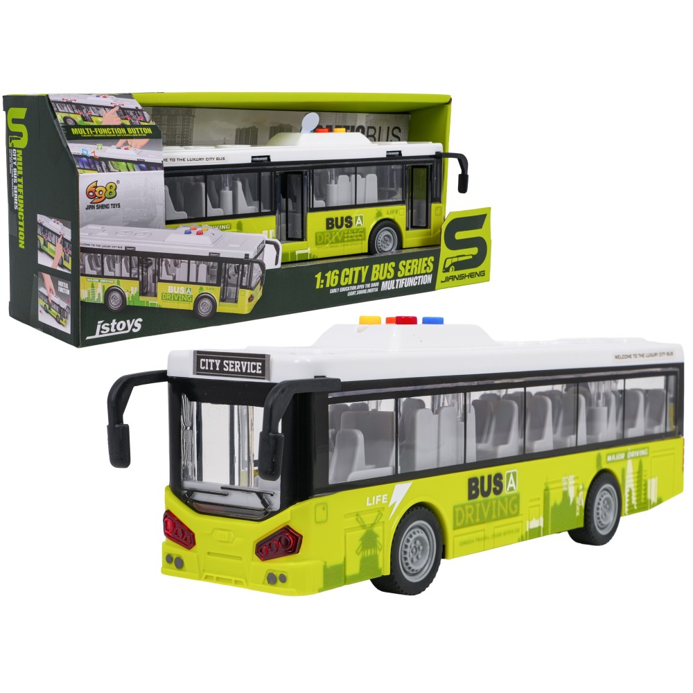 JOKO Autobus s Otváracími dverami, svetlom a zvukom 29cm, zelený