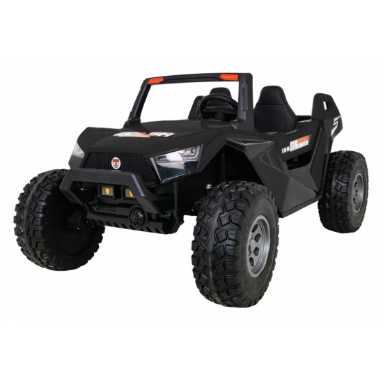 JOKO Veľké Elektrické autíčko BUGGY 4x4 Clash 24V, FM rádio, DVOJMIESTNE Kožené sedadlo, NOSNOSŤ 60KG, penové kolesá, čierne