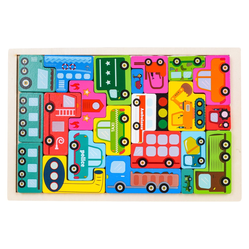 JOKO Drevené Puzzle pre deti Autíčka