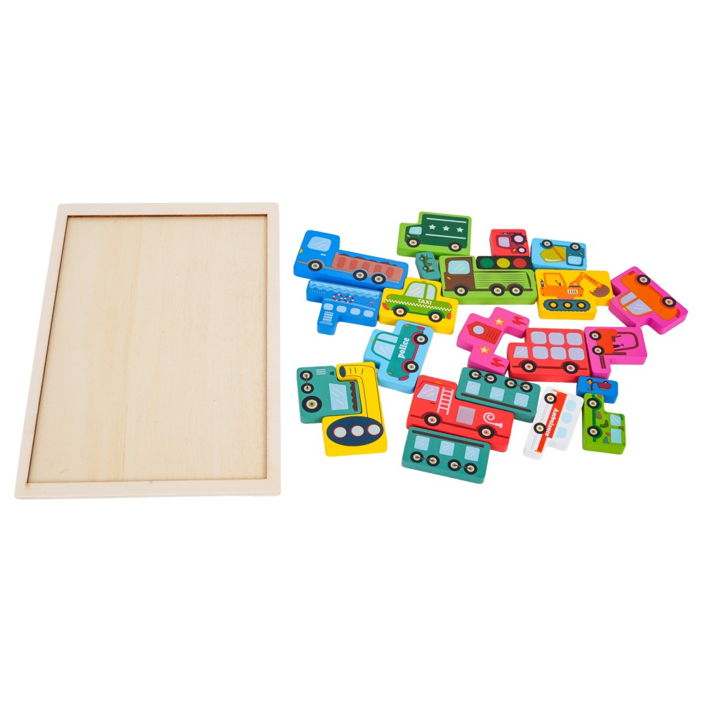 JOKO Drevené Puzzle pre deti Autíčka