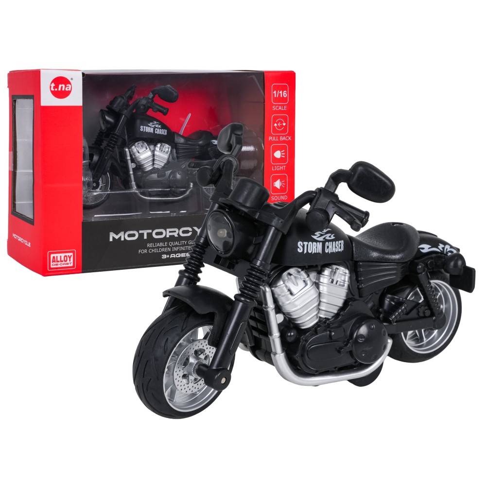 JOKO Kovový Model Motorka Storm Chaser 1:16 so svetlom a zvukom, čierna